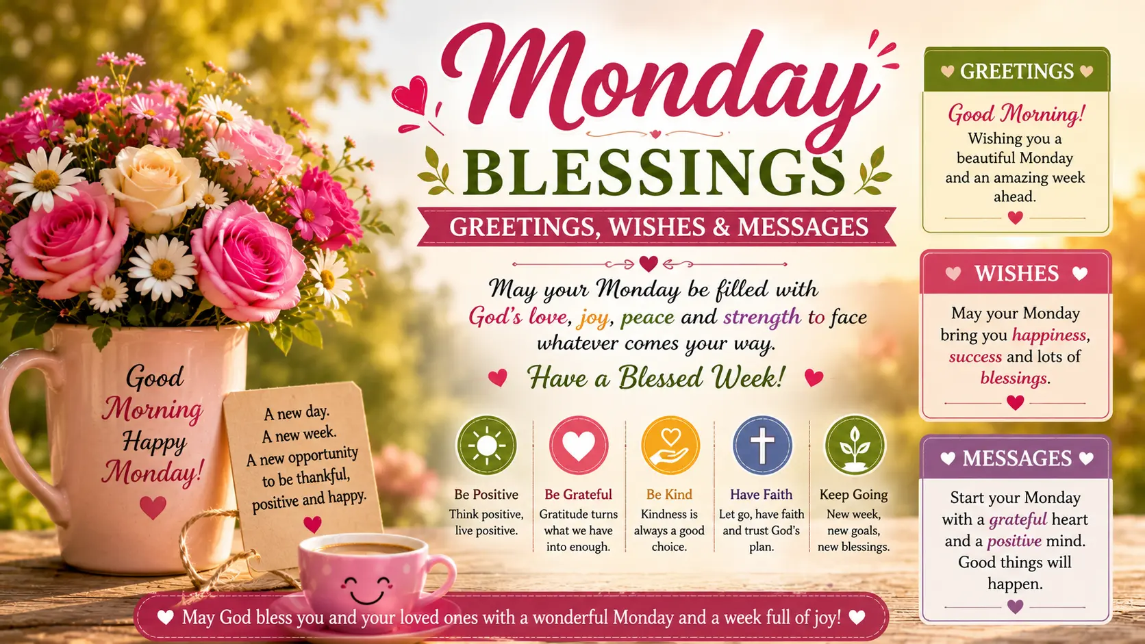 Monday Blessings, Greetings, Wishes & Messages
