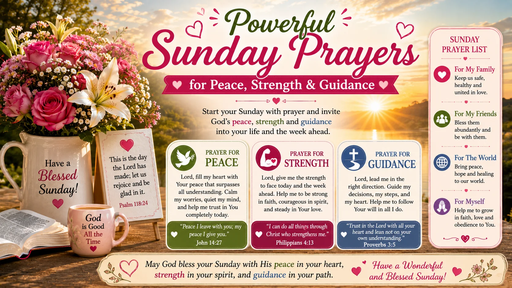 Powerful Sunday Prayers for Peace, Strength & Guidance