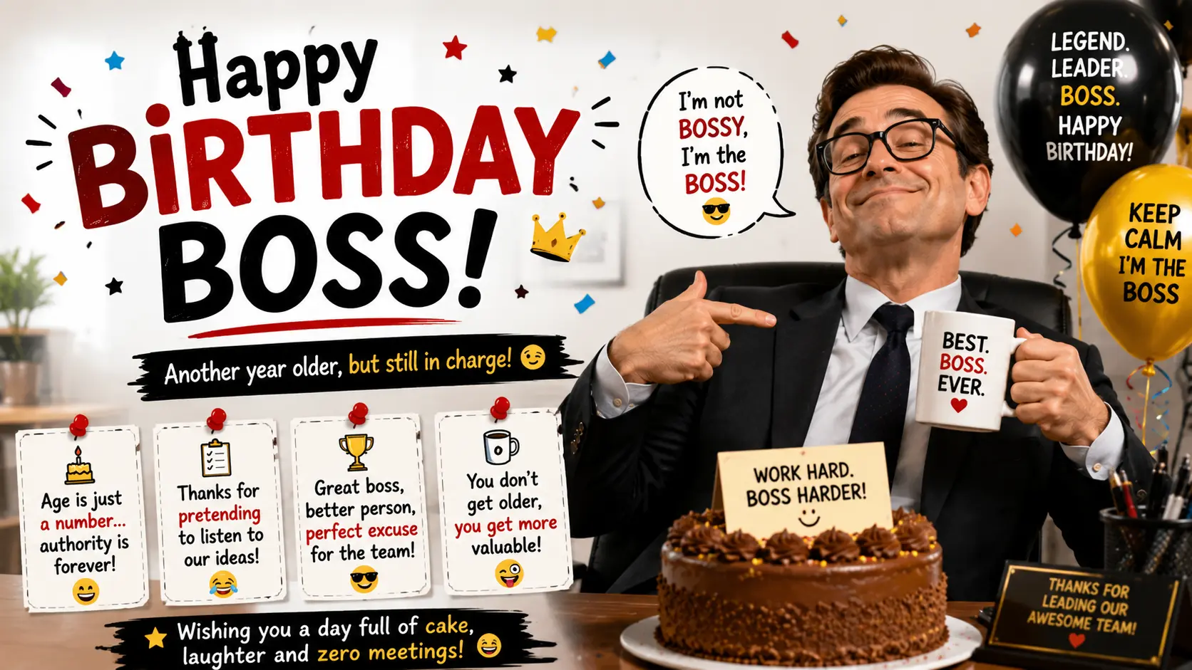 Short Funny Birthday Wishes for Boss