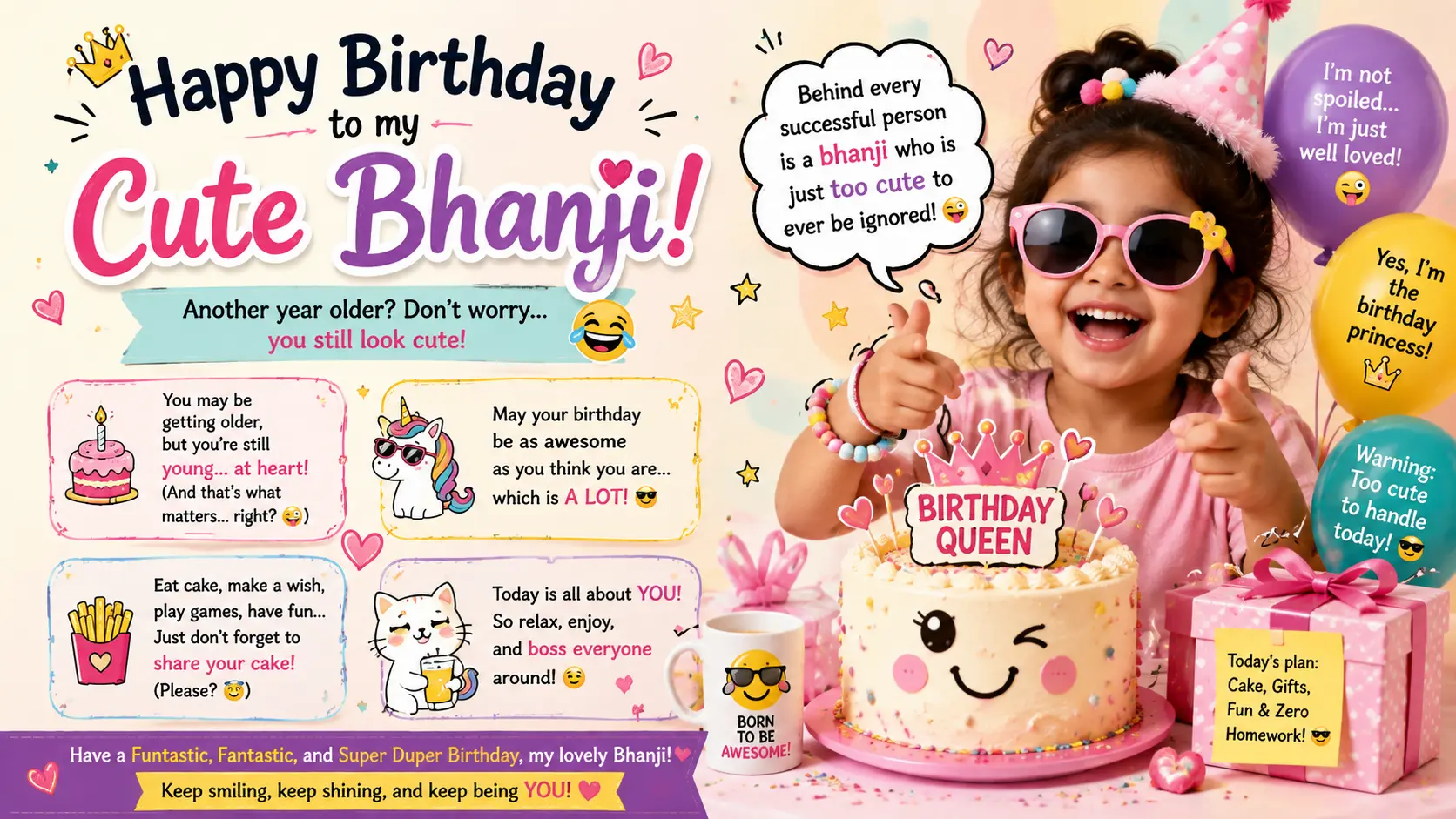 Funny Birthday Wishes for Cute Bhanji