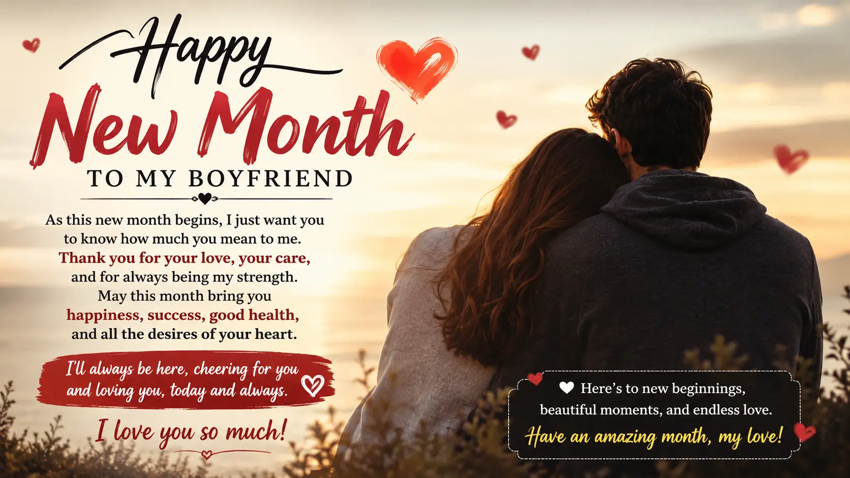 Happy New Month Wishes to My Boyfriend for a Fresh Start