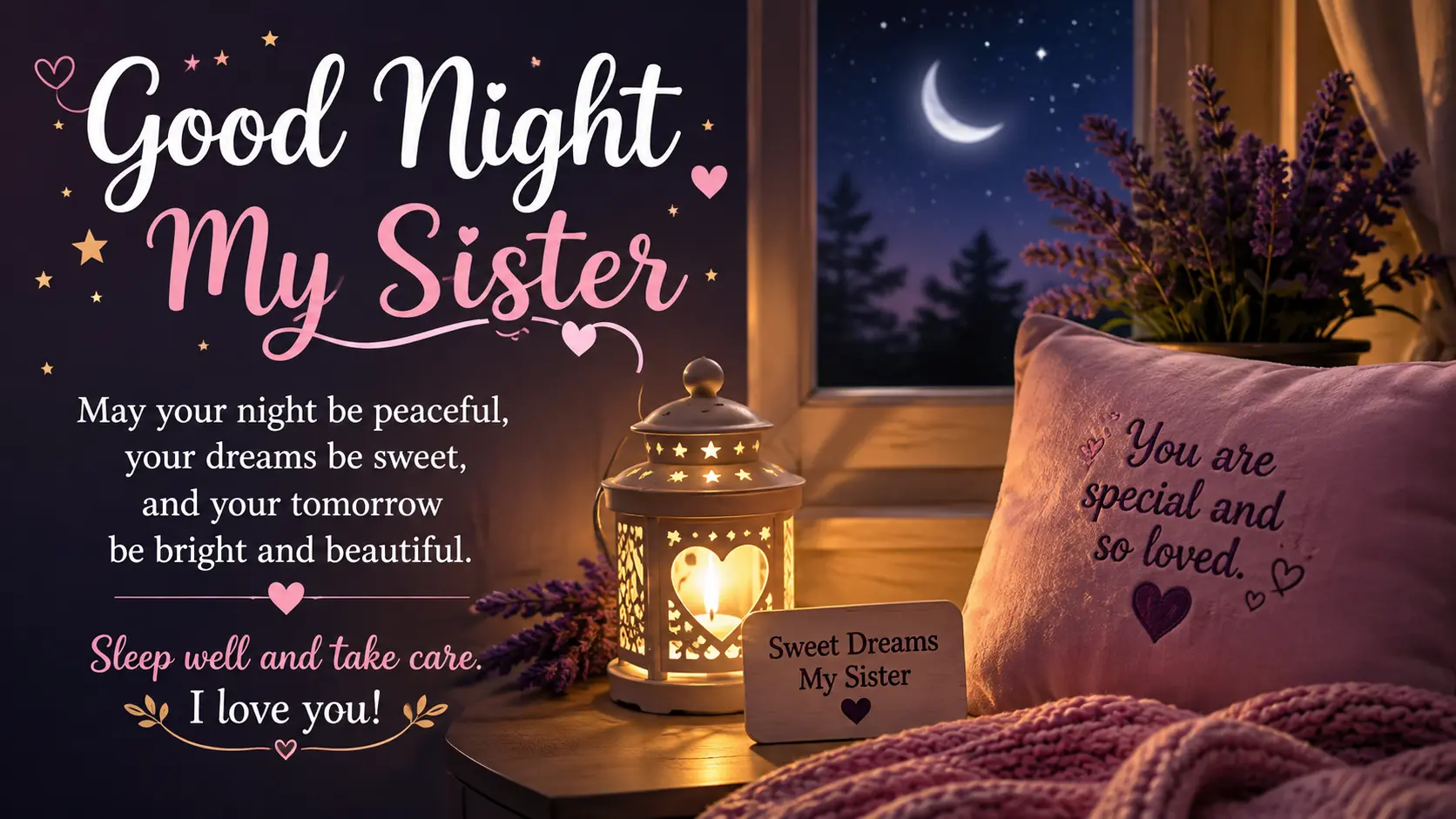Heart Touching Good Night Blessings for Sister