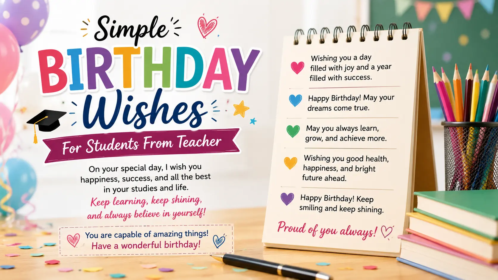 Simple Birthday Wishes For Students From Teacher