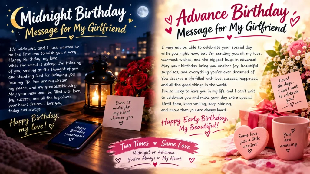 Midnight and Advance Birthday Messages for Your Girlfriend