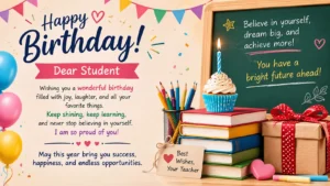 Birthday Wishes to Student From Teacher