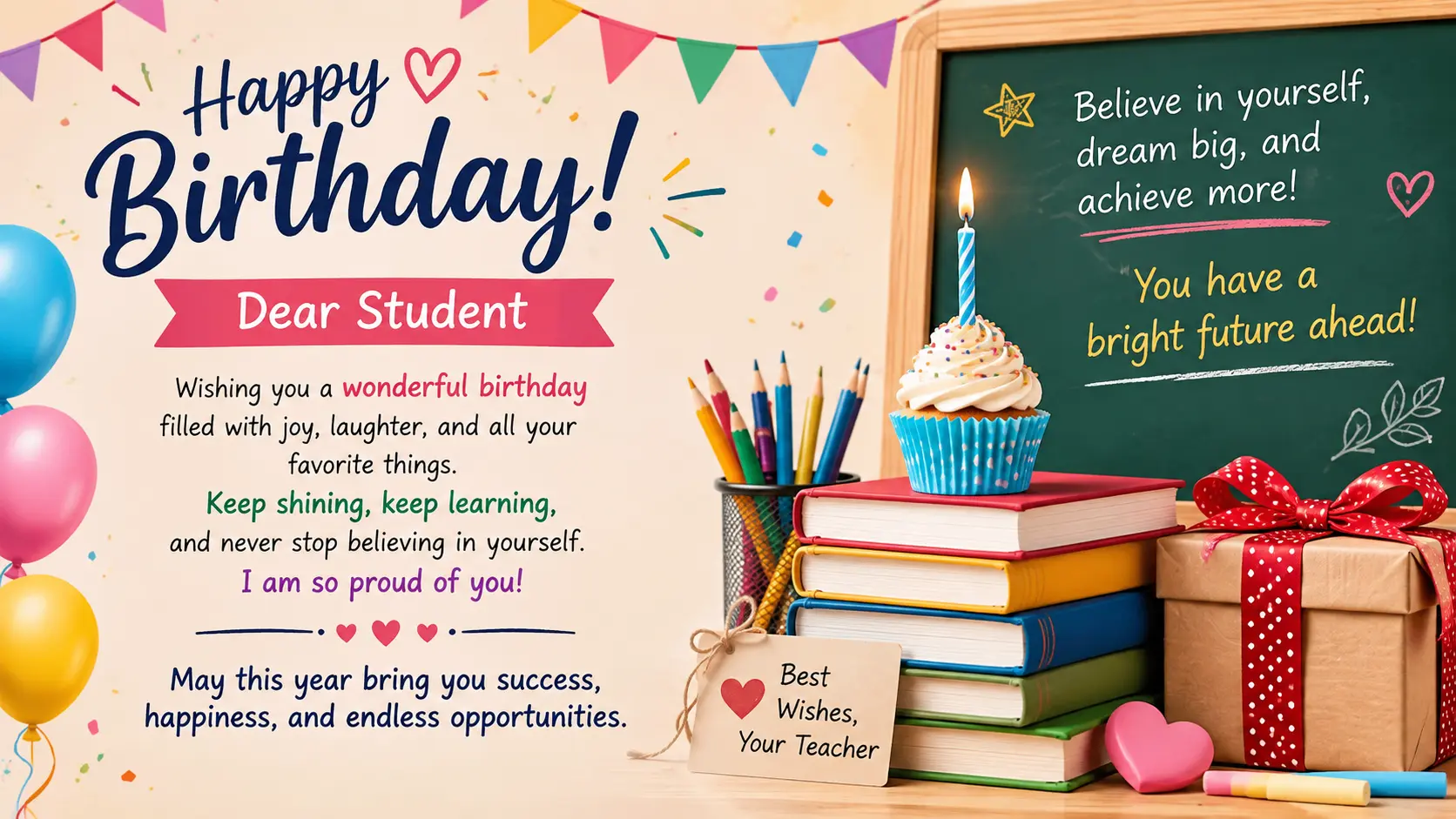 Birthday Wishes to Student From Teacher