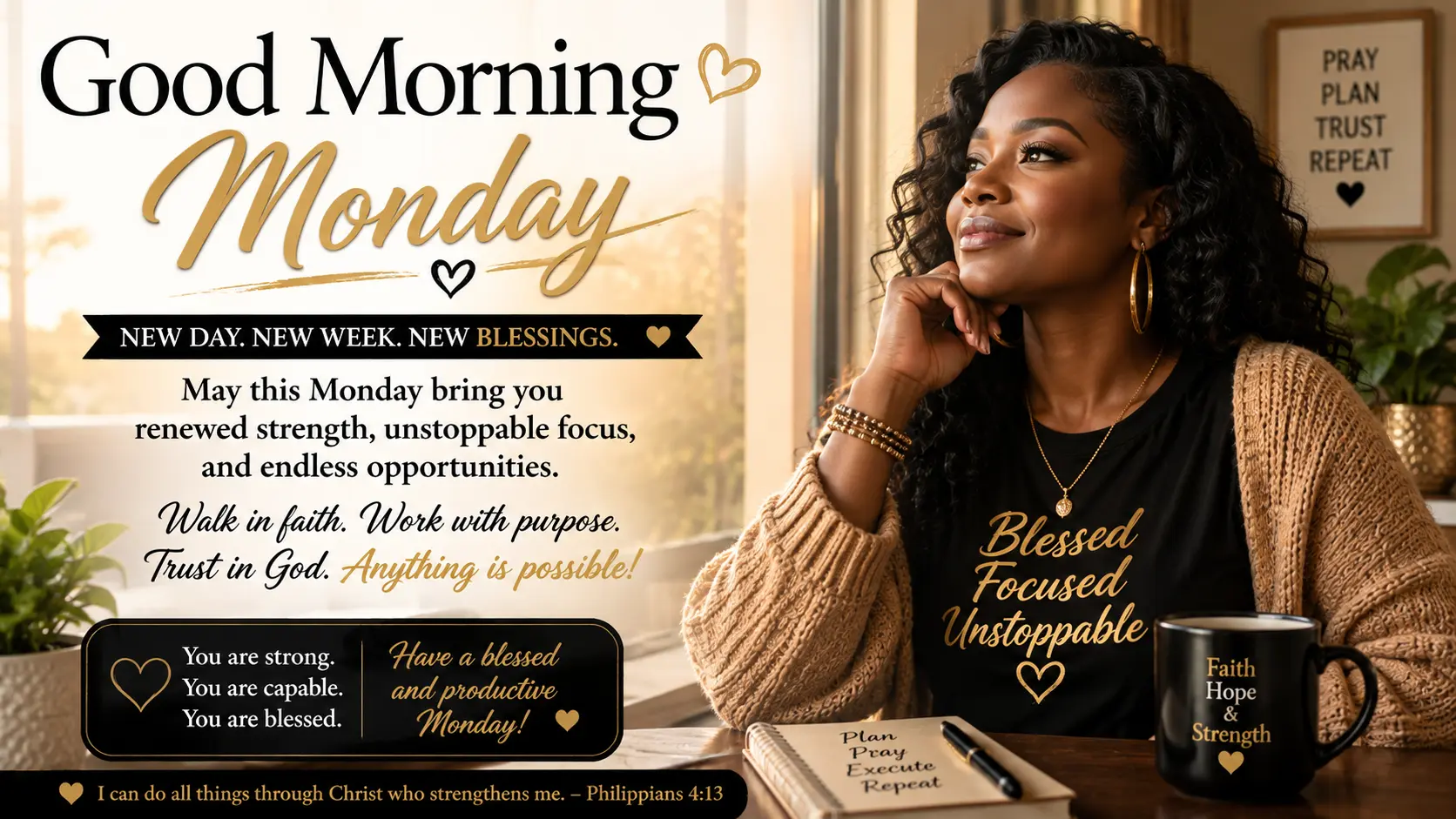 Good Morning Monday Black Woman Images