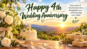 Happy 4th — Wedding Anniversary. Four years of shared memories, thoughtful care, and choosing each other.