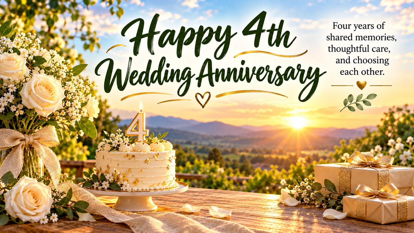 Happy 4th — Wedding Anniversary. Four years of shared memories, thoughtful care, and choosing each other.