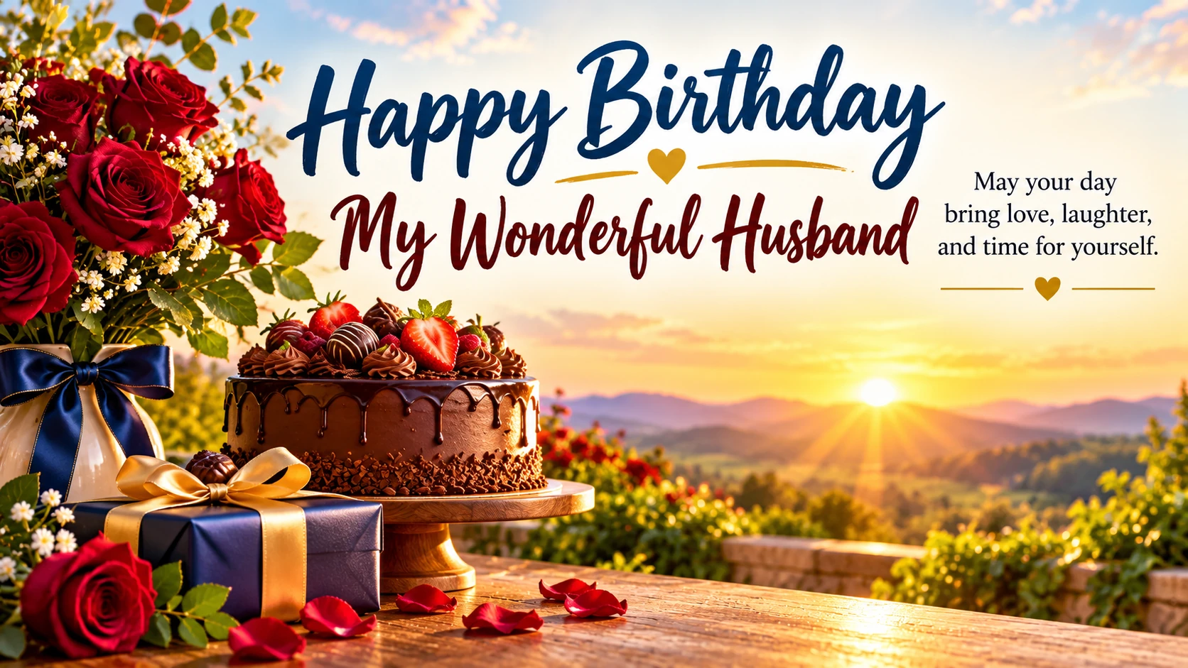Happy Birthday — My Wonderful Husband. May your day bring love, laughter, and time for yourself.