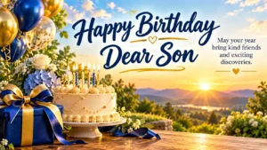 Happy Birthday — Dear Son. May your year bring kind friends and exciting discoveries.