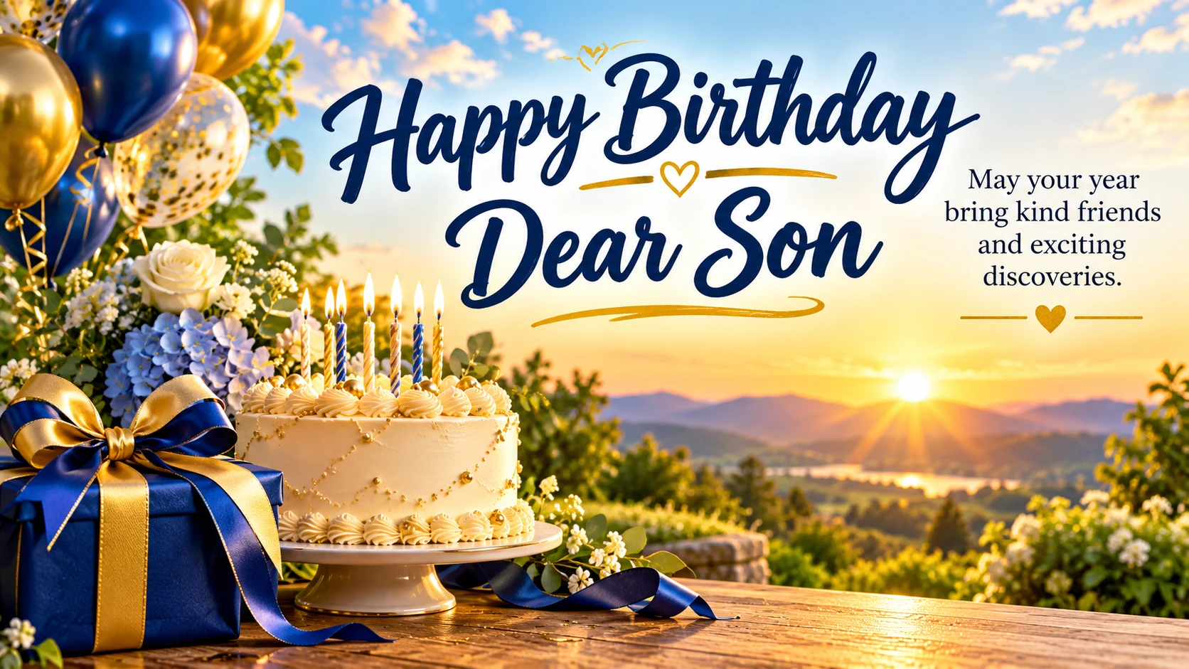 Happy Birthday — Dear Son. May your year bring kind friends and exciting discoveries.