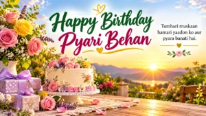 Happy Birthday — Pyari Behan. Tumhari muskaan hamari yaadon ko aur pyara banati hai.